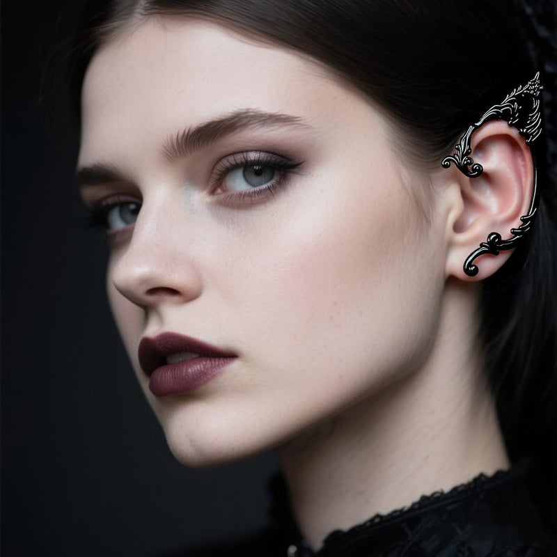 CSIYANJRY99 Elf Ear Cuffs for Women Butterfly Earrings Fairy Ears Goth Punk Ear Cuffs Halloween Accessorie Gothic Punk Jewelry Wrap Droping Earrings - Image 3